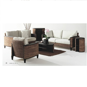 Elegant water hyacinth sofa set with cushion HG-NS264-269